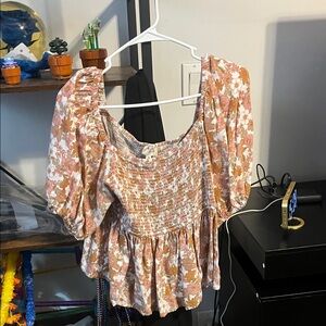 Chic Floral Smocked Blouse with Puff Sleeves